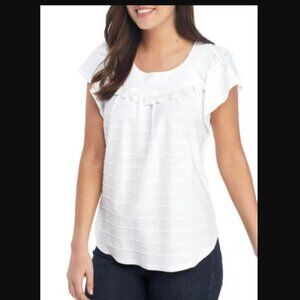 CUPIO Short Sleeve Tassel Neck Top